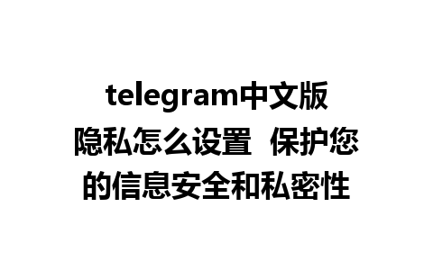 telegram中文版隐私怎么设置  保护您的信息安全和私密性