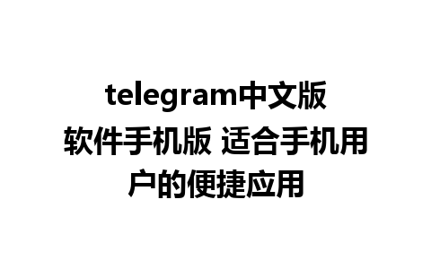 telegram中文版软件手机版 适合手机用户的便捷应用