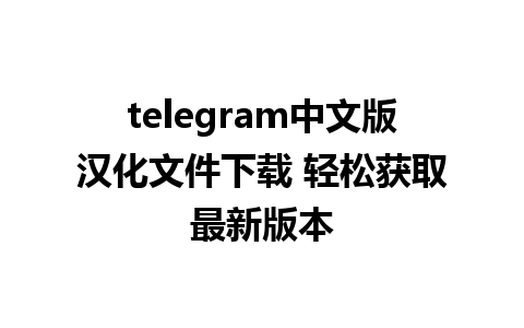 telegram中文版汉化文件下载 轻松获取最新版本