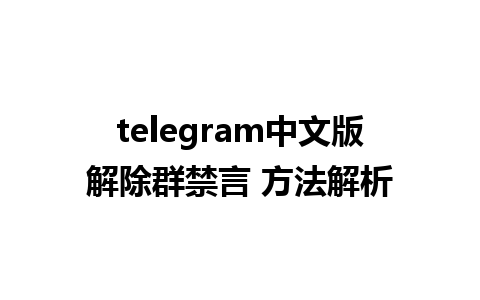 telegram中文版解除群禁言 方法解析